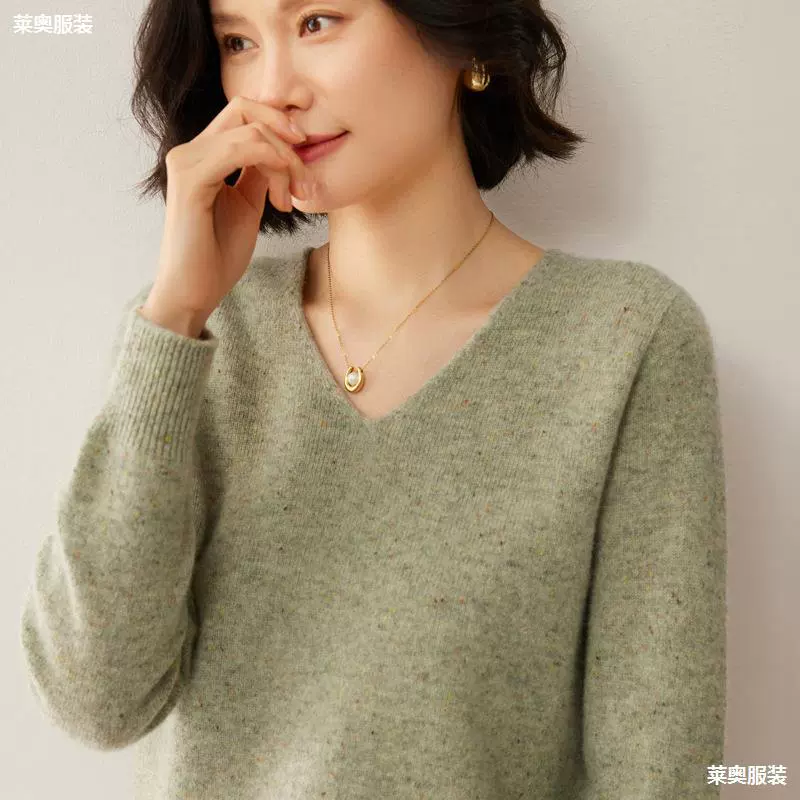 Первая линия одежды 100 шерстяных свитеров с V-образным вырезом пуловер, пряжа с длинными рукавами, тонкая внутренняя вязаная нижняя рубашка