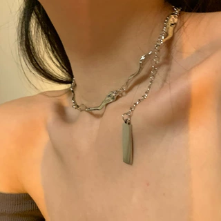欧美小众设计感不规则几何项链女嘻哈简约短款气质锁骨链2021新款