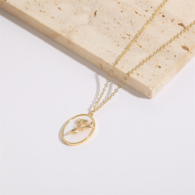 Fashion Eye Flower Copper Plating Inlay Shell Zircon Pendant Necklace 1 Piece