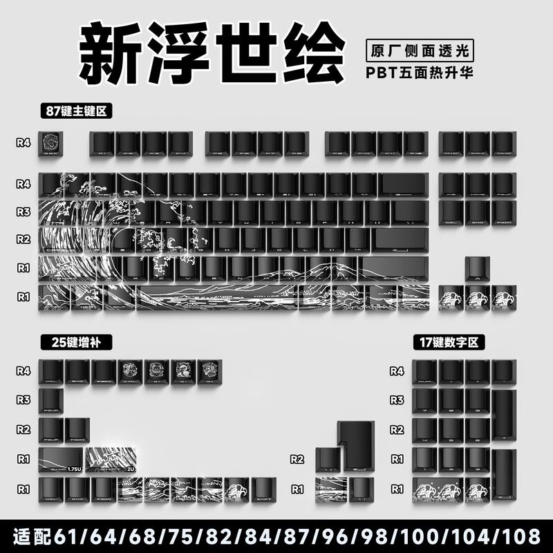浮世絵側刻キーキャップは、美加獅子マッド68/夜魔/ez 63/atk/wodingキーキャップに適合しています。|undefined
