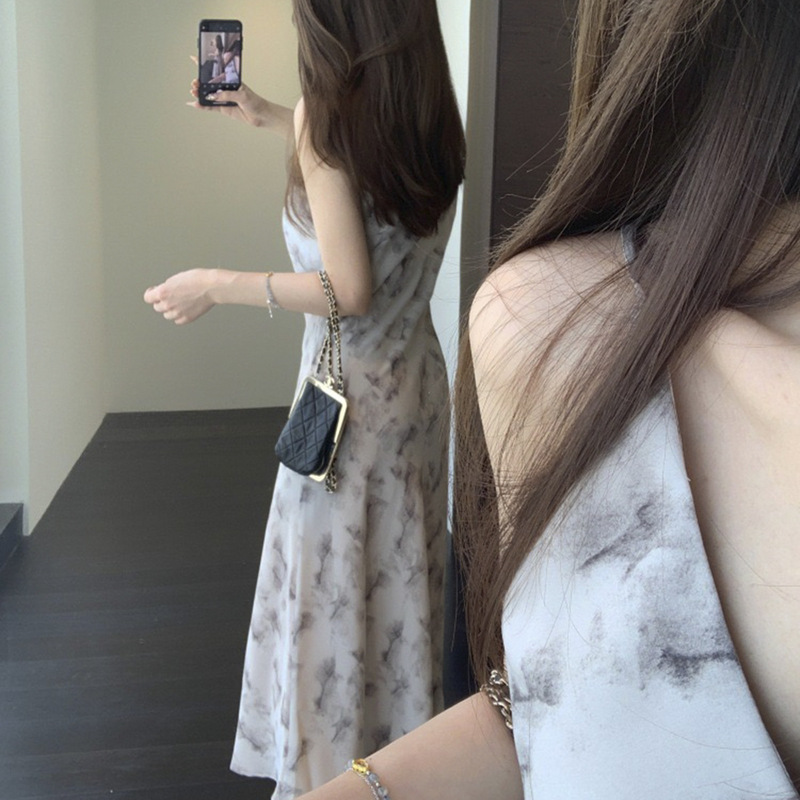 [Special Offer, No Returns or Exchanges] Strap Dress for Wearing Alone or as an Inner Layer, Slimming Printed Dress, Mid-Length Dress for Women, Spring and Summer Style