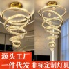 Ceiling lamp for country house for living room, rotating crystal pendant suitable for stairs, light luxury style