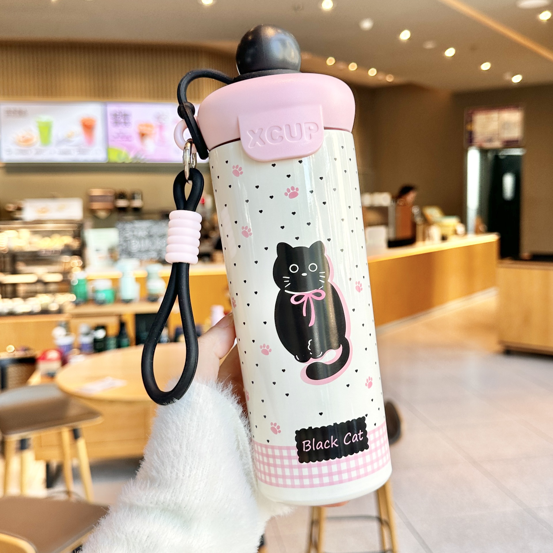 Cute taza de agua de niñas portable de oficina taza de aislamiento de estudiantes ins bebidas directas taza de alto valor facial 316 taza de agua de acero inoxidable