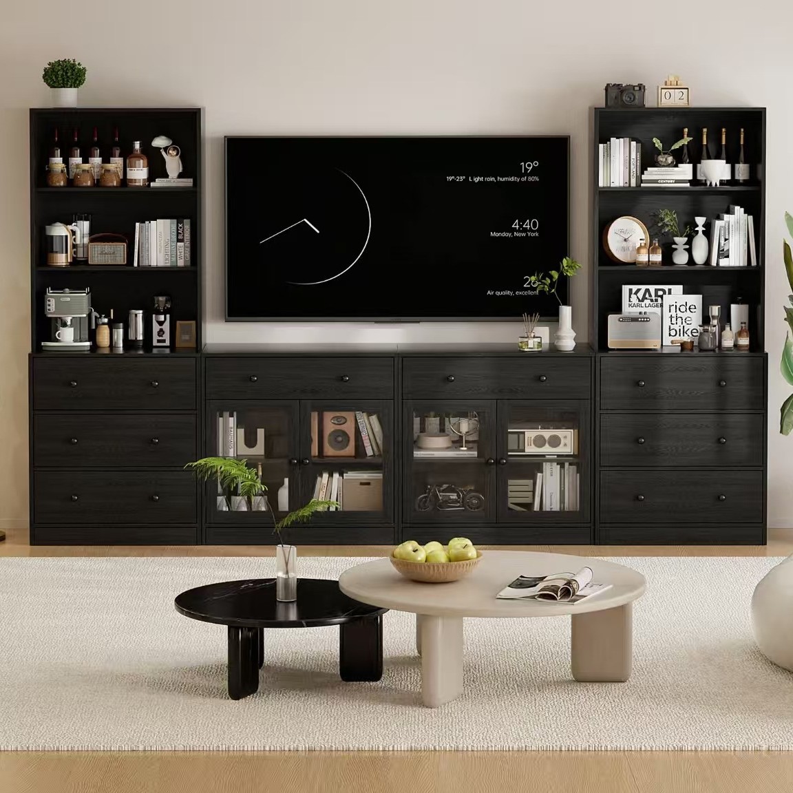 Cross-Border E-Commerce Foreign Trade 110.3inch Wide Living Room Tv Cabinet with 8 Drawers and 2 Doors