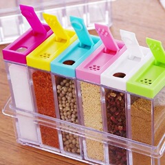 メーカー直販調味箱アクリルシンプル透明調味瓶六点セット台所用品塩味の素収納箱