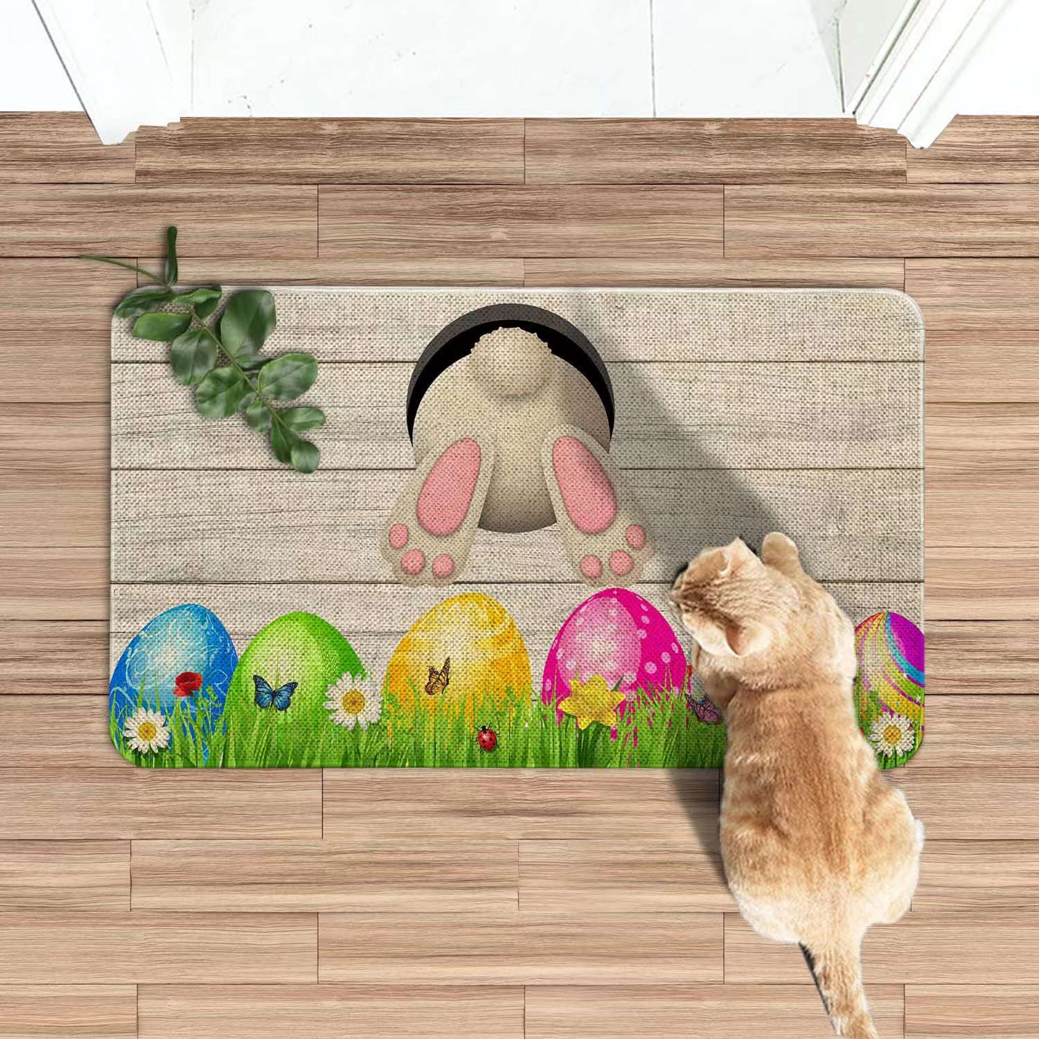 Transfronterizo de Amazon conejo de Pascua alfombra de piso decorativa Flor de camión alfombra de puerta de interior y exterior alfombra de pie de pasillo al por mayor