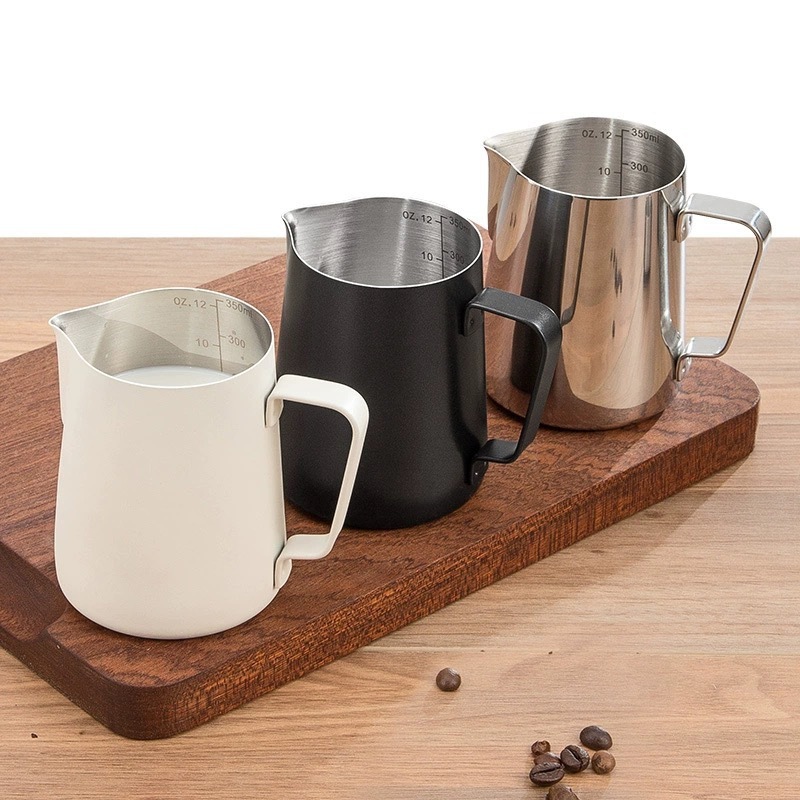 ソース直販304ステンレス製プルカップ先口コーヒーミルクカップスケール付きコーヒー器具|undefined