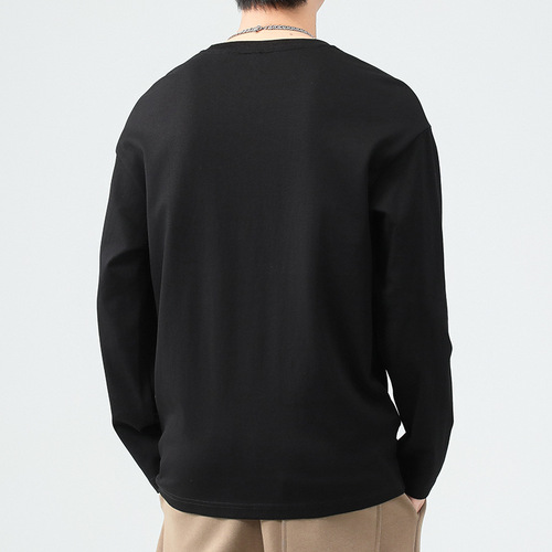 Men's Spring and Autumn 2025 Summer Trend Brand Print Base Shirt American Style Crew Neck Top