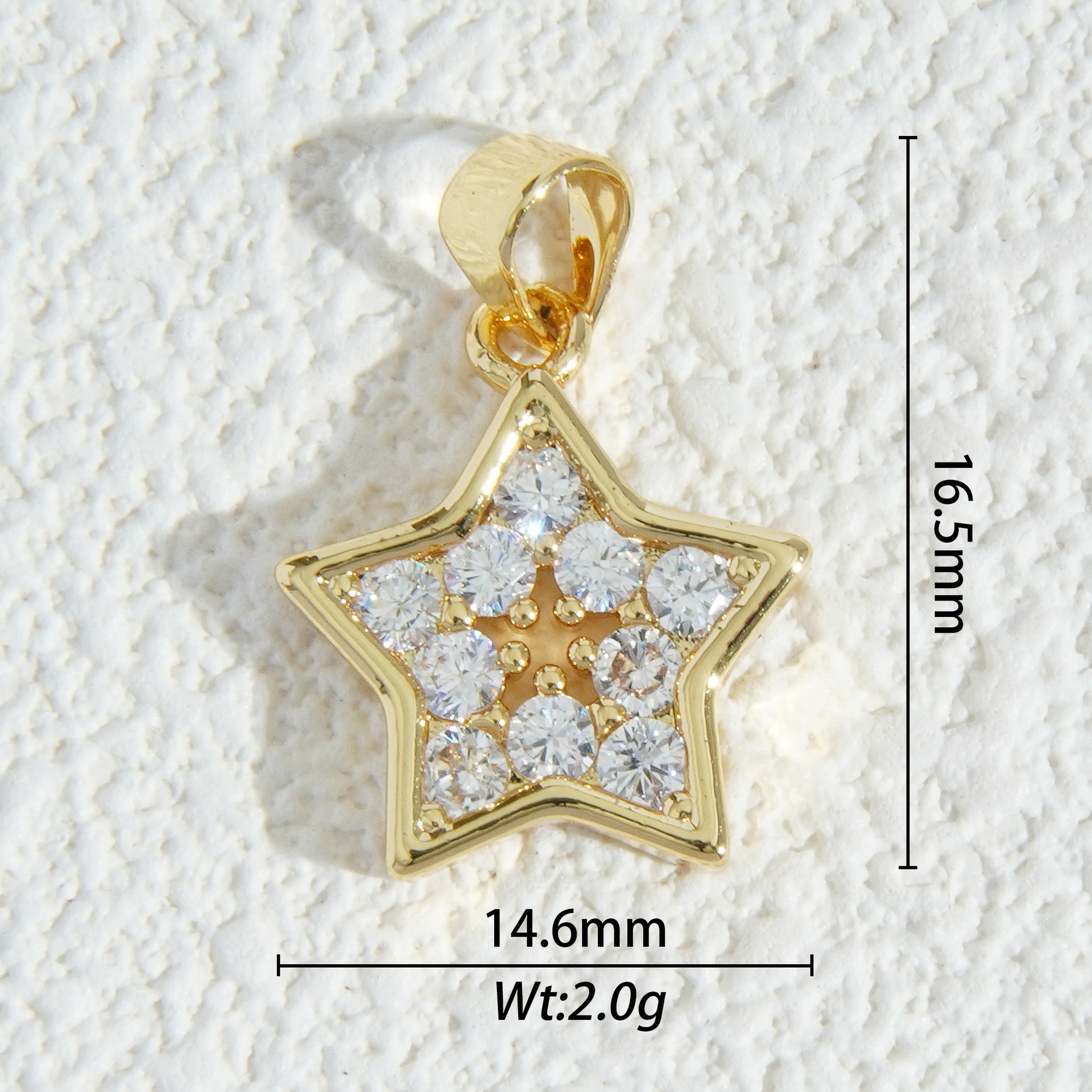 18K oro micro-cristalino accesorios de piedra estrella luna mariposa flores amor colgante DIY collar material pendientes