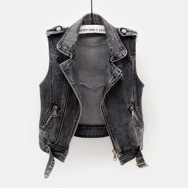 Denim Vest Women's Autumn Slim Look All-match Top Vest Women's Short Korean Style Outwear Women's New Style Waistcoat Denim Vest Women's Autumn Slim Look All-match Top Vest Women's Short Korean Style Outwear Women's New Style Waistcoat