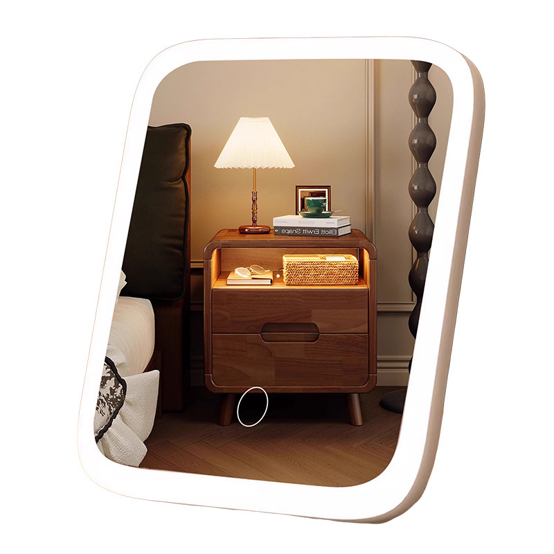 LED con lámpara梳妆台 espejo de maquillaje de brillo 2025 nuevo inwind dormitorio espejo plegable de escritorio