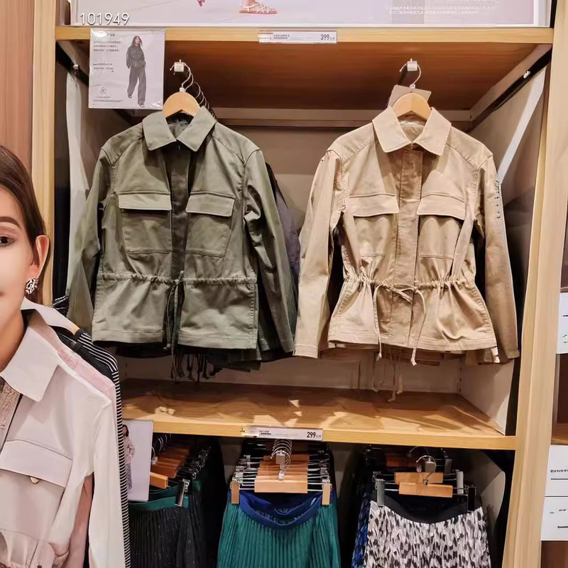 Japanese Single Women's Clothing 2024 Spring & Fall New Cotton Drawstring Jacket Loose Work Jacket Top 465842