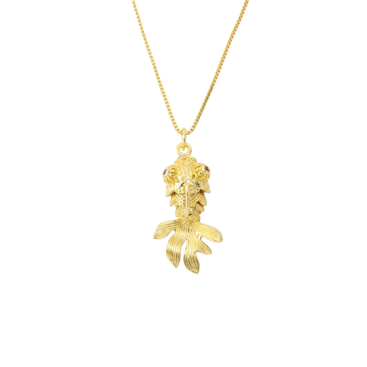 Copper Material Wholesale Jewelry IG Style Retro Fish Copper Box Chain Pendant Necklace
