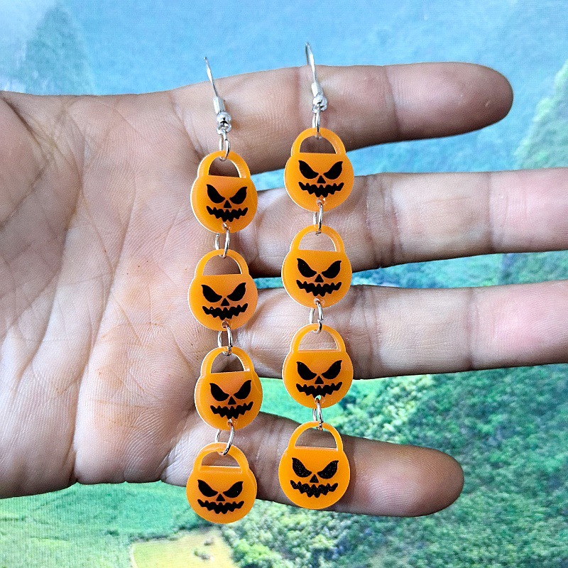 Arylic Material Halloween Festival 1 Pair Halloween Simple Style Classic Style Pumpkin Carving Arylic Drop Earrings