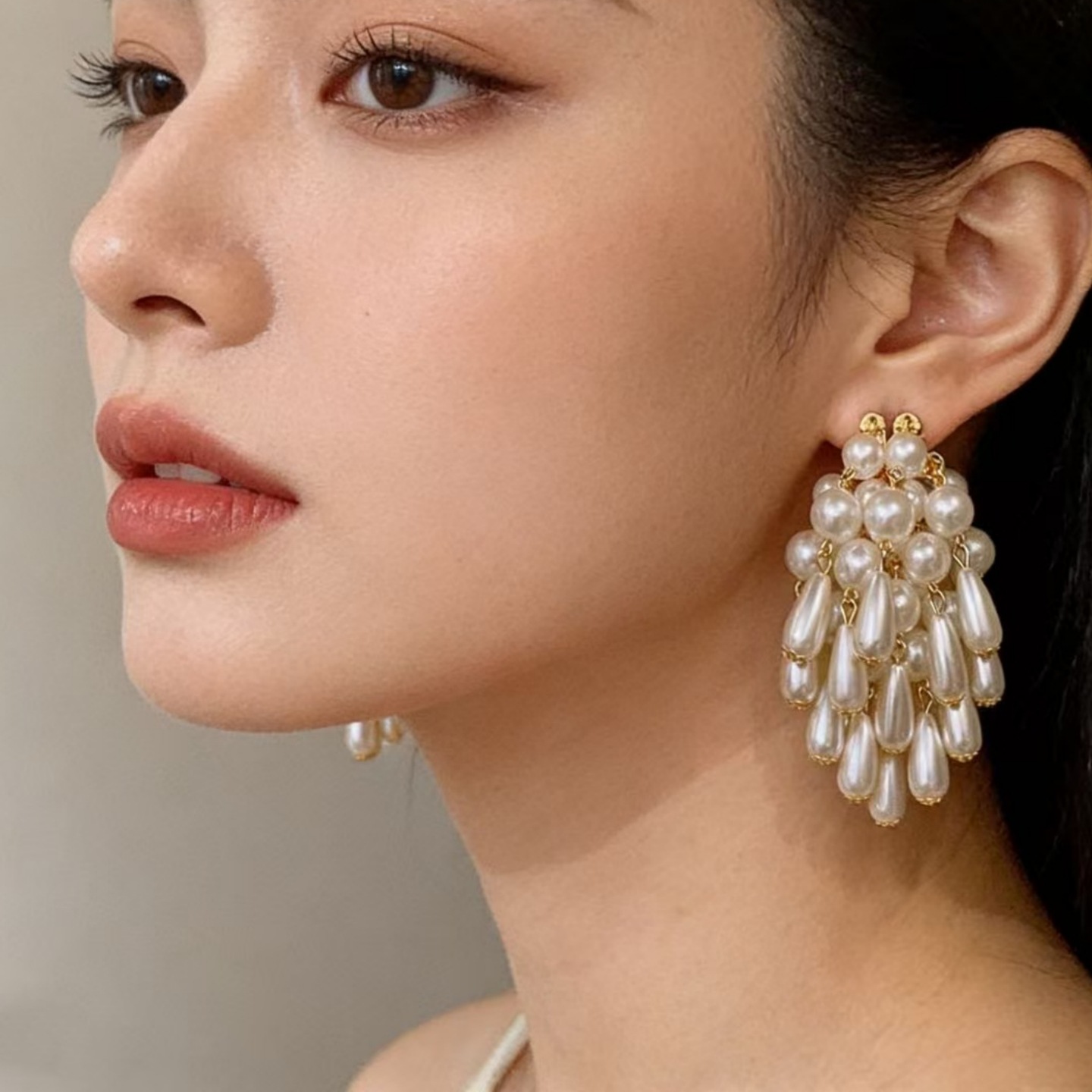 Orecchini pendenti vintage in argento S925 con aghi e nappe di perle, stile palazzo, lampadario dipinto ad olio per donna,_voghion.com