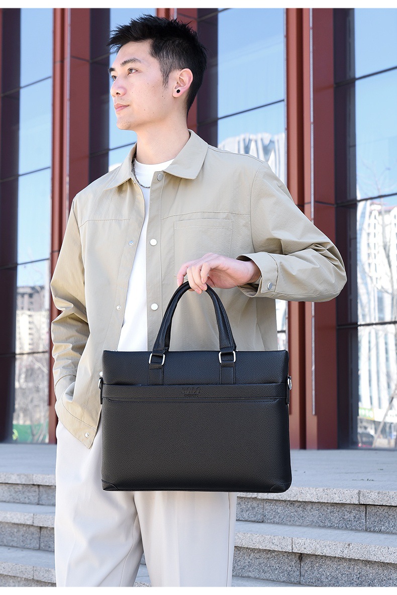 2025 Business Bag Men's laptop bag pu large Capacity Trendy single-shoulder hand-carry men's bag briefcase undefined