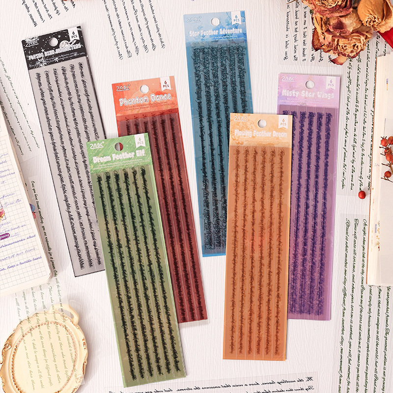 Flying Plume Dreamland pegatinas impermeables transparentes para mascotas diy pegatinas de diario diario retro transfronterizas pegatinas de barra larga en inglés