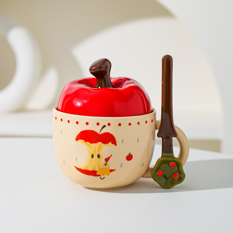 Regalos de Año Nuevo, copas de manzana retrógradas con tapa y cucharas, cajas de regalo para regalo de cumpleaños para amigos.