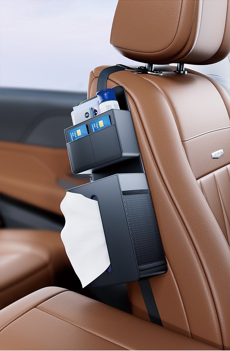 Car seat back side storage hanging bag tissue box water cup holder car multifunctional paper box car storage bag