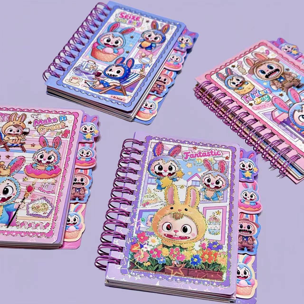 Cuaderno de bobina de tela de dibujos animados cuaderno de cuadernos adorable estampado A7 cuaderno de mano estudiantes de papelería comercio exterior al por mayor