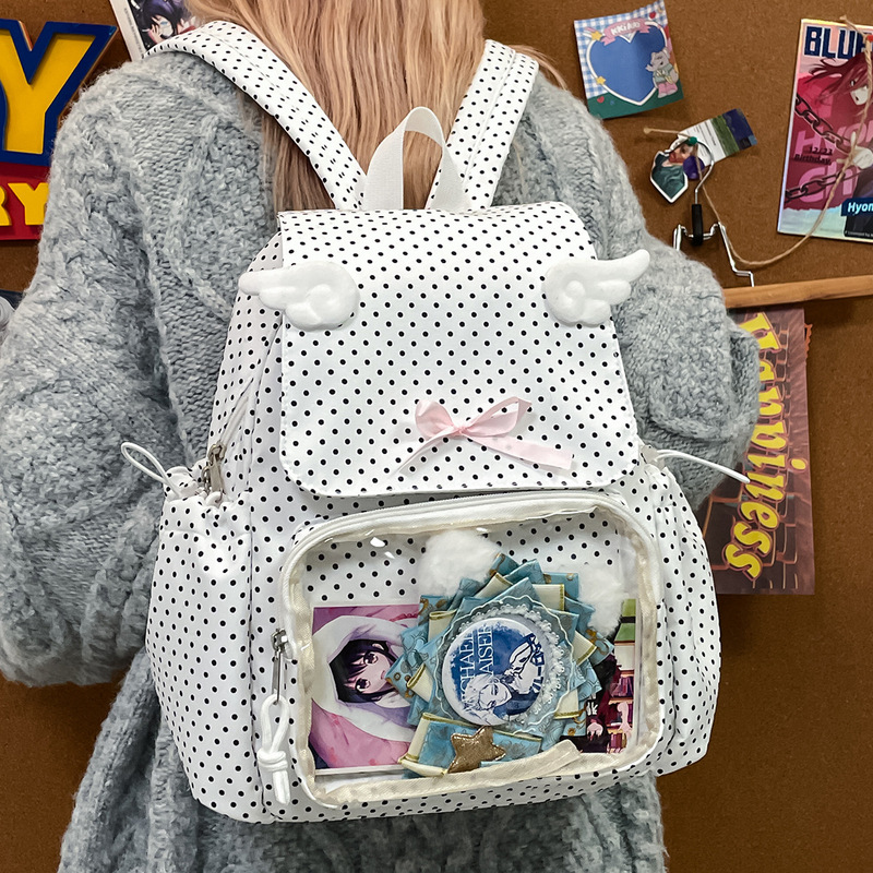 Japanese-Style Polka Dot High-Value Cute Bow Versatile Elementary School Student Backpack for Outings and Travel Trendy Japanese-Style Polka Dot High-Value Cute Bow Versatile Elementary School Student Backpack for Outings and Travel Trendy