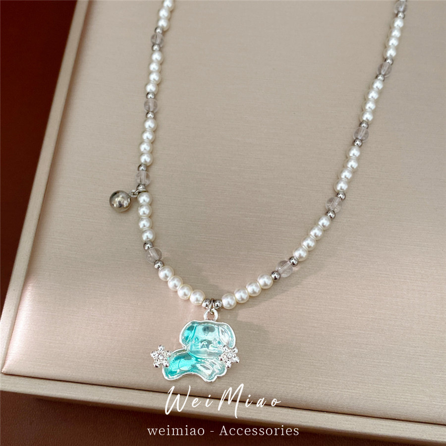 Resina de perlas de perros collar de perlas de lujo ligero nicho clavícula encantadora moda casual conjunto de joyas versátiles mujeres image 4