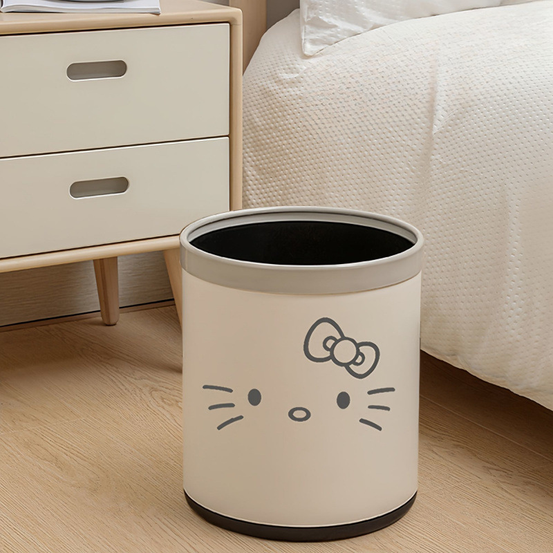 Cartoon Trash Can Double-Layer Household Ins Style Cute High-Looking Living Room Bedroom Bathroom Kitty Cat Paper Basket
