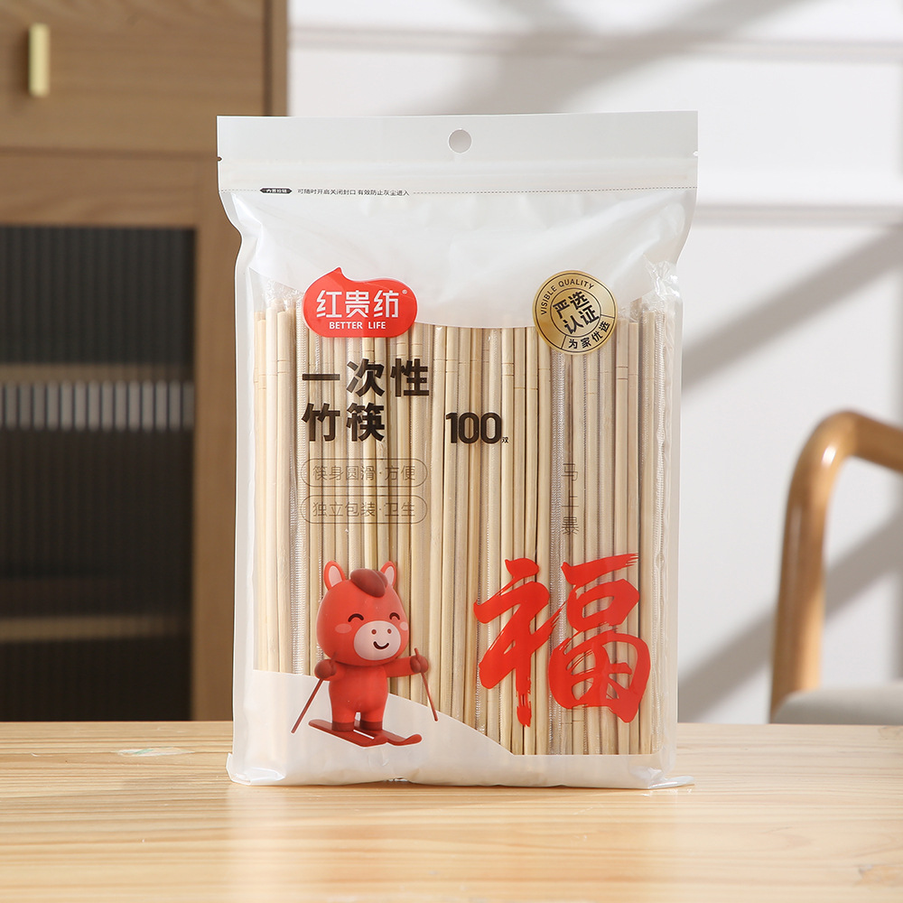 Hot Disposable Chopsticks Quality Commercial Home Catering Restaurant Takeaway Thick Bamboo Chopsticks Individually Packaged Wholesale