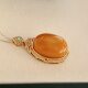 Natural old beeswax pendant high goods egg surface shape pendant genuine certificate S925 sterling silver women's single pendant retro high-end feeling