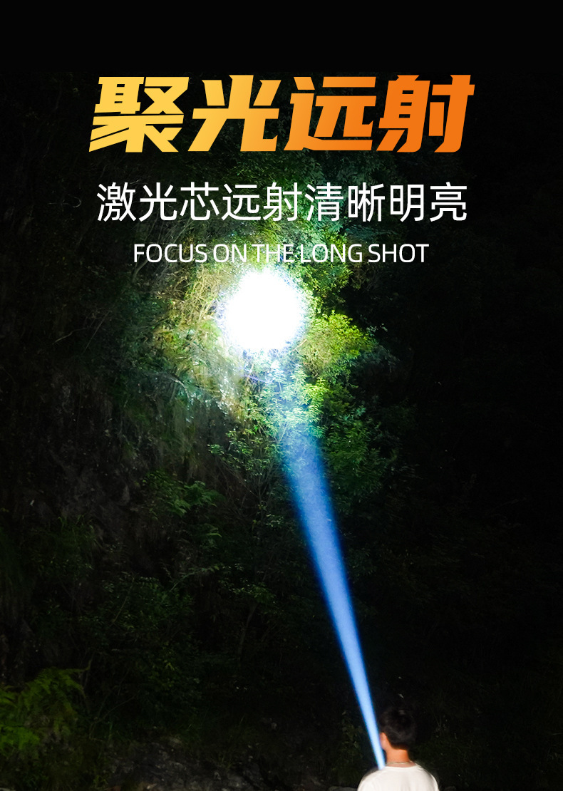 High Brightness Ultra-Bright Flashlight Strong Light Charging Outdoor Laser Home Mini Portable Durable Multi-Function Long Battery Life