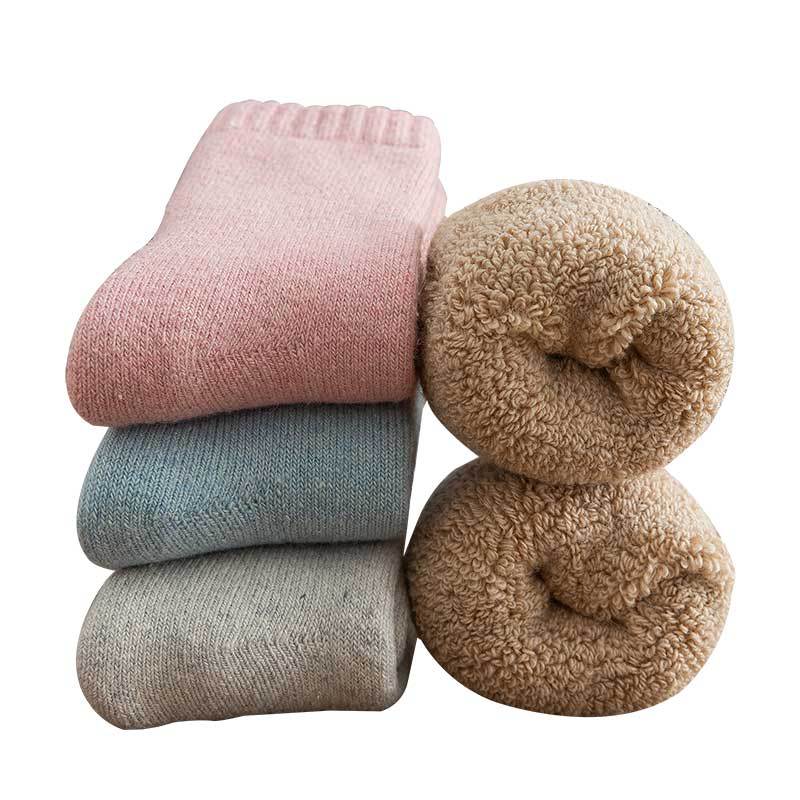 Thickened socks children's mid-tube socks autumn and winter velvet super thick cotton socks for the elderly winter plush warm Men's wool socks