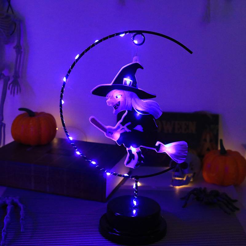 ハロウィーン新商品鉄芸魔女造形灯クモコウモリled銅線灯鬼節パーティー雰囲気装飾灯|undefined