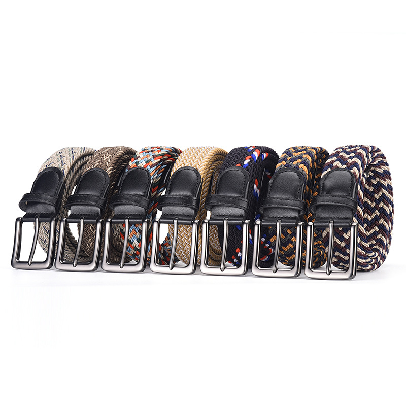 跨境代发亚马逊编织腰带男款彩色松紧皮带男士高级感配饰弹力裤带