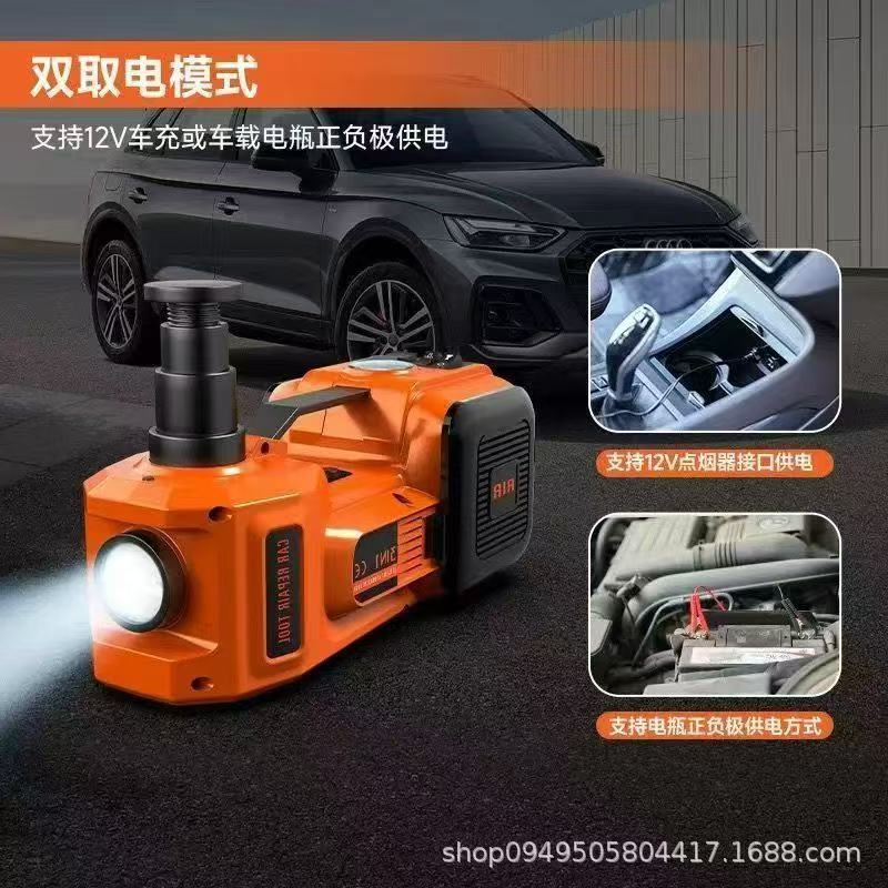 Suministro transfronterizo de 12V vehículo eléctrico hidráulico gato versión todoterreno bomba de aire 3 en 1 herramienta de cambio de neumáticos en stock