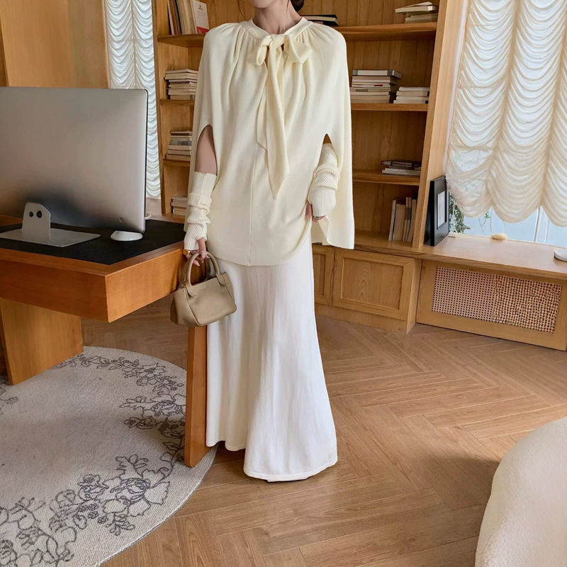 Fashionable socialite outfit for women: cape top + sleeves + skirt, a great value three-piece set, stylish and elegant two-piece set for women Fashionable socialite outfit for women: cape top + sleeves + skirt, a great value three-piece set, stylish and elegant two-piece set for women