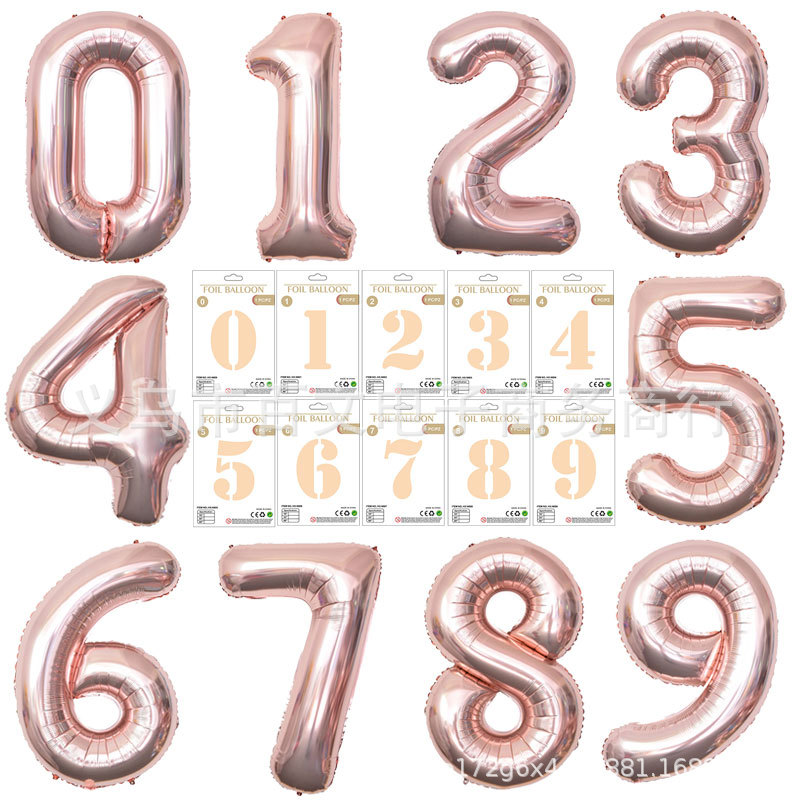 Suministros de fiesta transfronterizos accesorios de foto de cumpleaños globo embalaje de tarjeta de papel independiente globo de película de aluminio digital grande de 40 pulgadas image 25