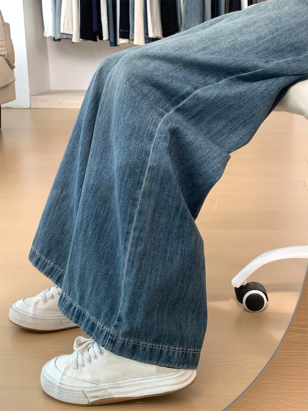 美式阔腿牛仔裤女2025新款复古水洗高腰显瘦宽松慵懒垂感拖地裤子|undefined