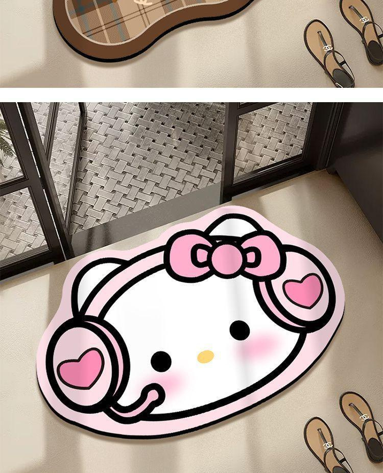 Cartoon Hello Kitty diatomaceous earth absorbent floor mat, suitable for bedrooms, bathrooms, and doorways, with anti-slip properties, and a cute decorative design