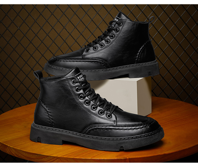 Podzim/zimní boty Martin Ultra Fiber Leather, britský styl, krátké boty, moderní šněrovací pracovní boty,_voghion.com