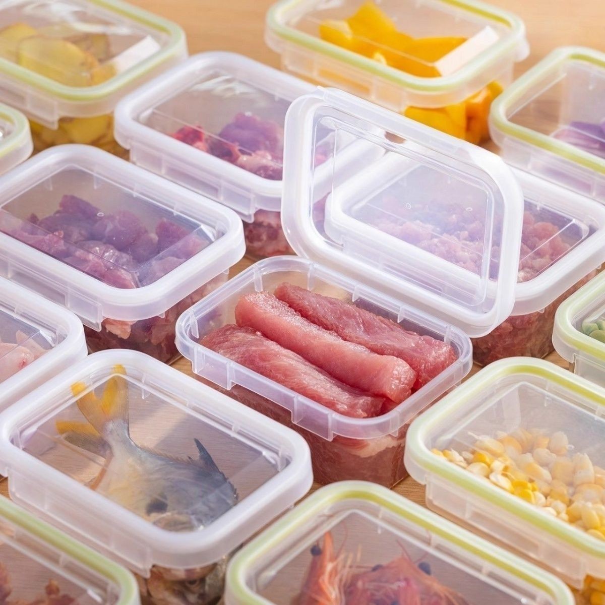 Cross-border frozen packaging box with lid, refrigerator, meat freezing box, food-grade sealed crisper box with lid, microwaveable 2