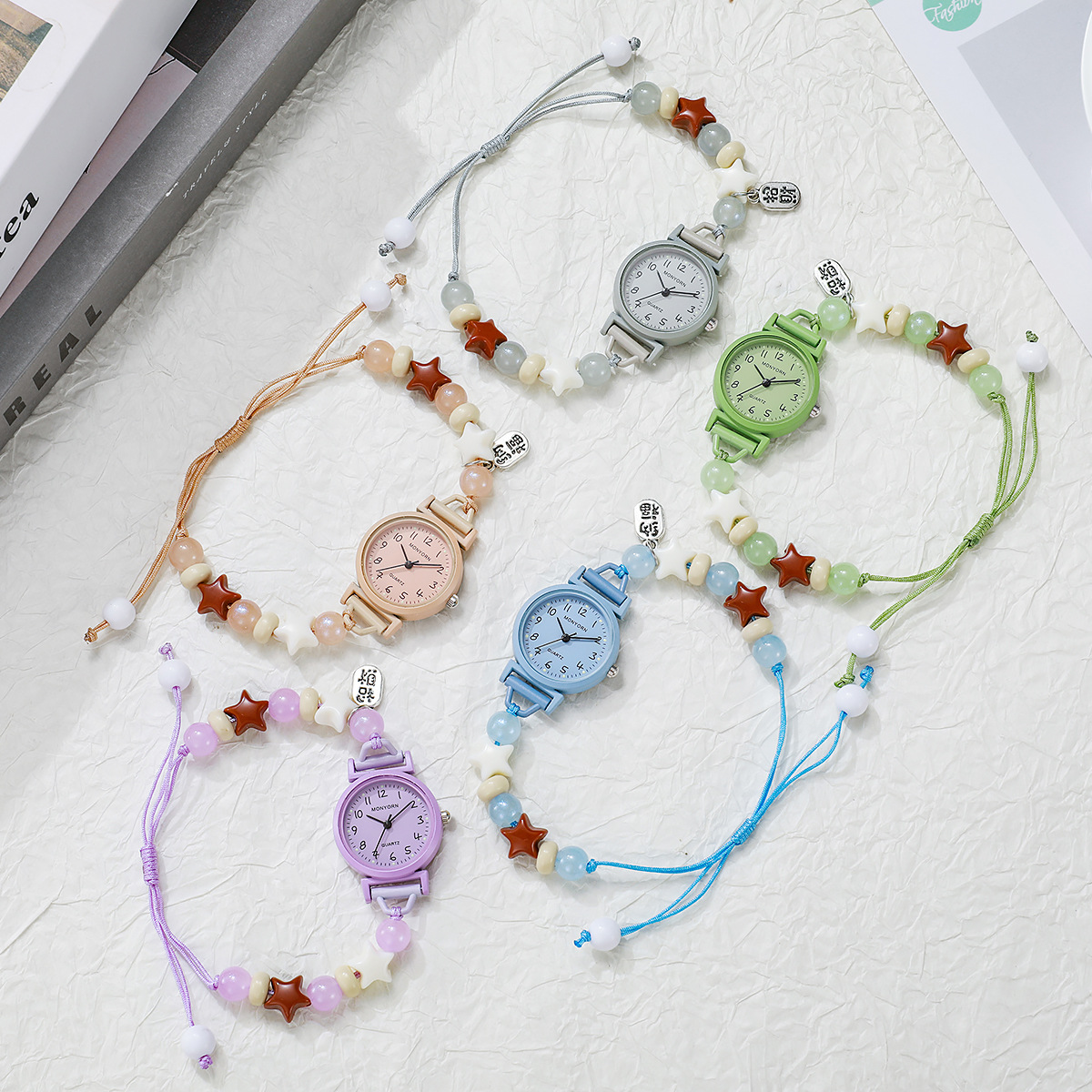 Digital dopamine-enhancing, brightening, pull-string woven watch for exams, cute and niche for girls, junior and senior high school student wristwatch