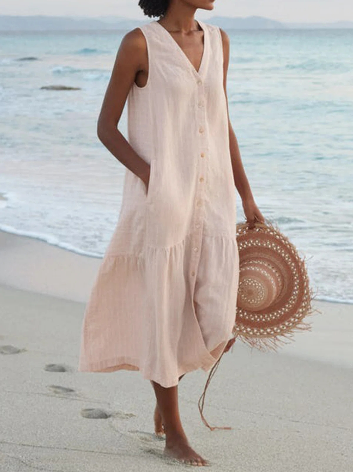 summer solid color elegant trend long skirt