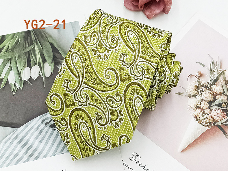 Corbata informal de negocios para hombre, en stock de fábrica, estilo nuevo atado a mano, diseño paisley, jacquard de poliéster y seda, 8 cm