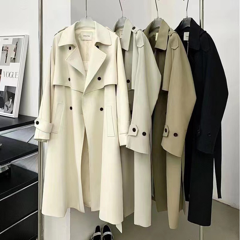 Autumn and Winter Korean Style Long Windbreaker Jacket Women's Guangzhou Thirteen Lines High-End Brand Women's Clothing Wholesale First-Hand Supply