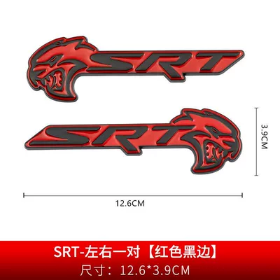 Car logo: rear emblem, window SRT decorative - standard-srt-left-and-right-pair-red-with-black-edges