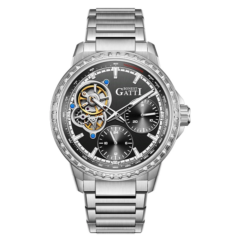 Mechanical swiss watch, mechanical watch, waterproof steel belt, Switzerland, fully automatic, high-quality style
