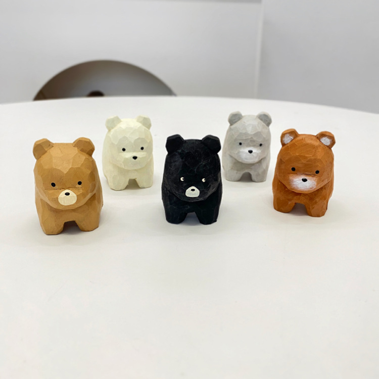 Little Wooden Bear - Handmade Wooden Carving, Office Desktop Ornament, Car Hanging Ornament, Keychain, Creative Gift