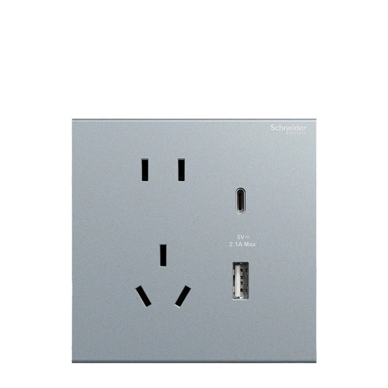 Шнайдер Цзин Шан Синьяо серый бытовой скрытый пятифункциональный USB настенный выключатель розеточный блок 16а кондиционер воздуха