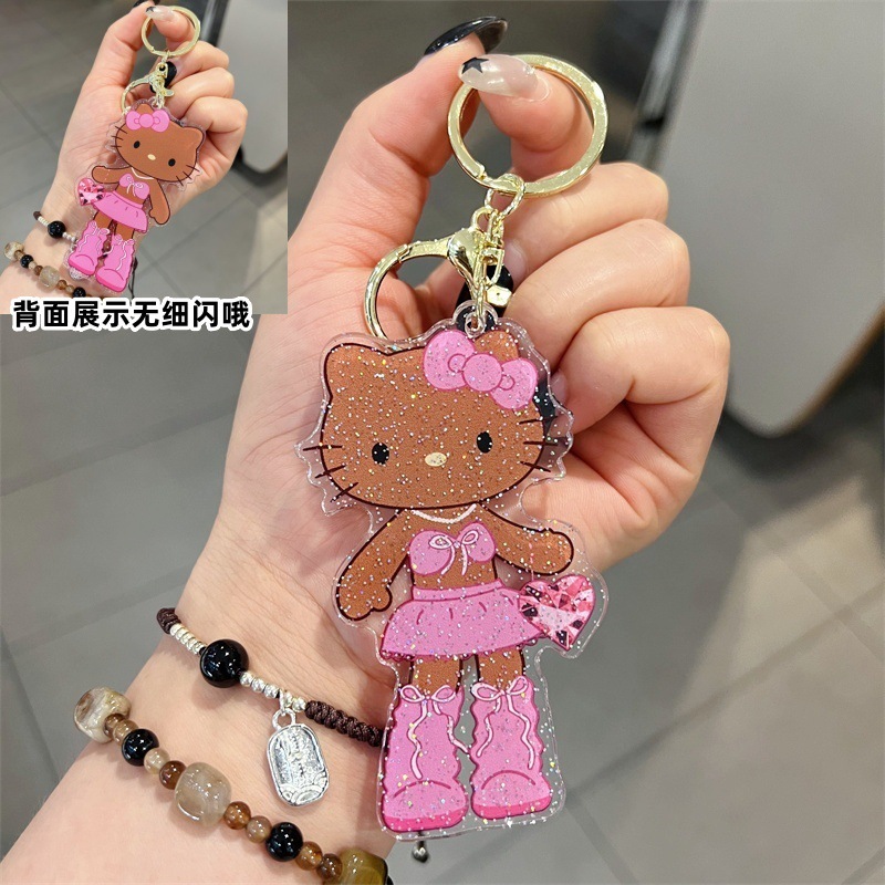 创意卡通亚克力双面牌牌长腿kt钥匙扣可爱时尚kt钥匙链男女包礼品|undefined