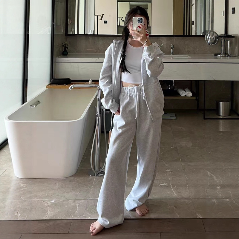 skims卡戴珊粉色休闲运动服外套时尚慵懒风拉链连帽薄绒外套卫衣|undefined